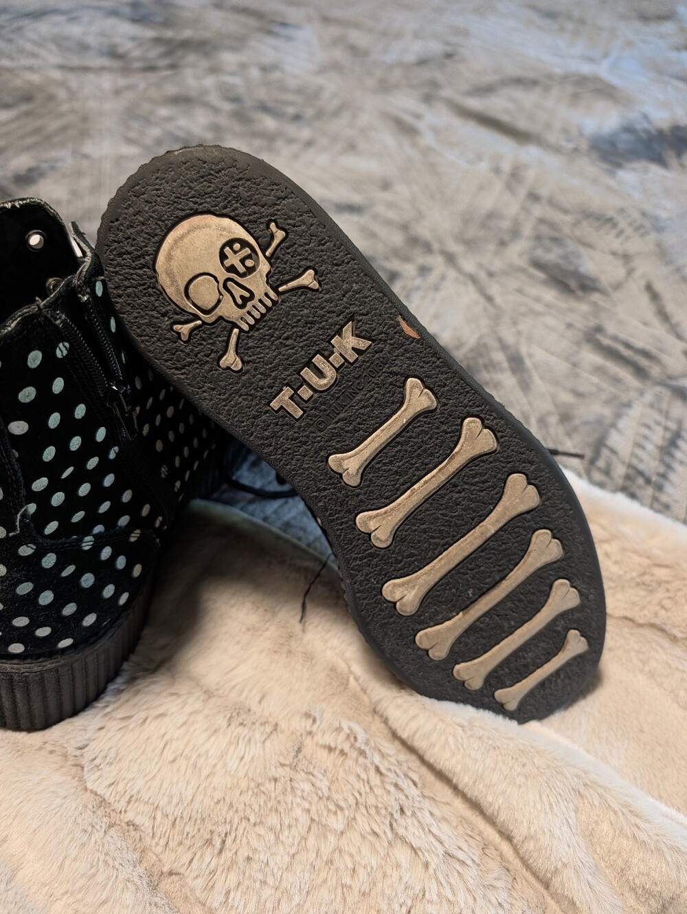 T.U.K Polka Dot Lace-Up Platform Boots - Black - Picture 4 of 5